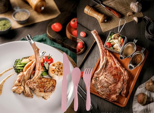 10 Set Reusable Travel Utensils Set with Case,Wheat Straw Travel Cutlery Set Portable Knife Fork Spoons Tableware Picnic Silverware for Party, Picnic, Camping, Kitchen, Camping-Blue&Pink - color: Blue&Pink