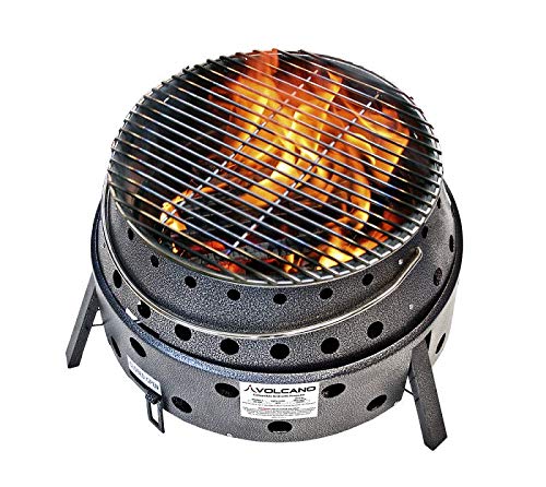 Volcano 3 Collapsible Portable Grill & Stove with Lid & Cookbook 19,500 BTU Burner 13” Cooking Surface Includes Carry Bag Regulator Hose & Heat Diffuser for Camping Tailgating & Dutch Oven Cooking - style: Volcano 3 – Full Kit (Lid + Cookbook)