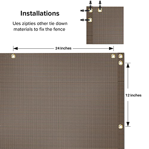 Balcony Privacy Fence Screen 3' x 10' Mesh Windscreen Fencing Shield Cover Included Cable Ties for Deck Apartment Porch Backyard Patio Outdoor, Brown