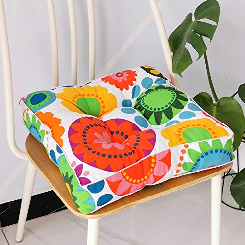 vctops 1PC Indoor Outdoor Bohemian Square Chair Cushion Seat Pad Floor Cushion Pillow (Sun Flower 1, 16"X16") - color: Sun Flower 1, style: 16Inchx16Inch/40x40cm