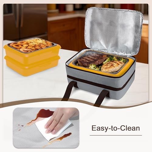 Trunab Insulated Casserole Carrier for Hot or Cold Food, Double Thermal Food Containers, Fit 9x13 Inches Baking Dish Foil Pans, For Picnic Cookouts, Potluck Parties, Beach,Beige (Grey) - color: Gray