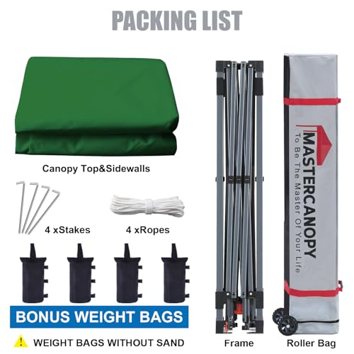 MASTERCANOPY Heavy Duty Pop up Canopy Tent with Sidewalls (10x10,Forest Green) - color: Forest Green, size: 10x10