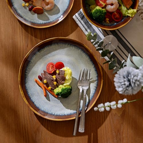 Melamine Dinnerware Sets,12Pcs Plate and Bowl Set,Unbreakable and Lightweight Dish Set,Great for Camping and RV,BPA free,Dishwasher Safe(Sandy Brown) - color: Sandy Brown