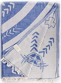 Bersuse 100% Cotton Kona XL Throw Blanket Turkish Towel Beach Blanket - Beach Camping Essentials - 75x90 Inches, Grey Blue - color: Grey Blue