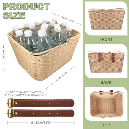 Large Picnic Basket with Foldable Handle – Perfect for Outdoor Picnics, Bike Rides, Garden Harvest & Home Decor (Beige) - color: Beige