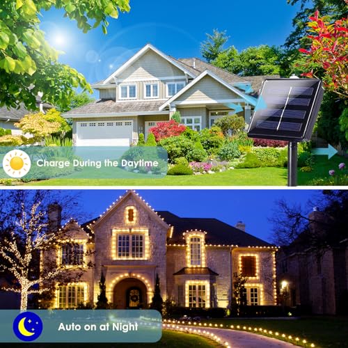 Extra-Long 144FT Solar String Lights for Outside, 2 Pack 400LED Solar Fairy Lights Outdoor Waterproof, Copper Wire with 8 Modes Solar Twinkle Lights for Tree Garden Party Patio Xmas Decor (Warm White) - color: Warm White, size: 2 Pack-400led