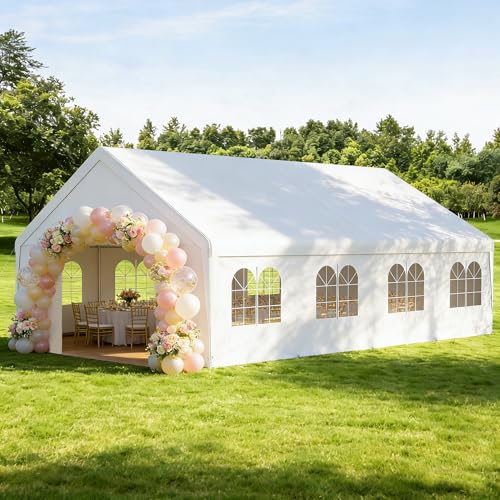20x26 Carport Heavy Duty Party Tent with Removable Sidewalls Outdoor Storage Shelter Portable Garage with All Season Tarp, Canopy for Backyard Barbecues Parties Weddings - size: 20x26 FT