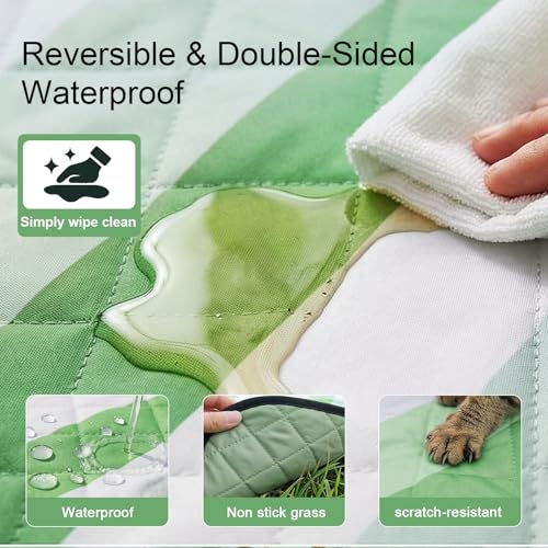 2 in 1 Tote Picnic Blanket Waterproof Outdoor Camping Mat,Large Capacity Beach Blanket 80''x80'' 7Layers Easy to Foldable and Carry. - color: Green
