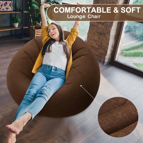 Realspring Inflatable Bean Bag Chairs for Adult Blow up Chairs Lazy Sofa Folding Portable Inflatable Chair for Movie Outdoor Room Bedroom Reading Camping (Brown) - color: Brown