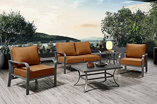 ARTPLAN Deep Seat Outdoor Patio Chair Cushions,2-Piece Seat and Back Cushion Set 24x24x6 and 18x24 Inches,Square, Signal Orange - color: Signal Orange