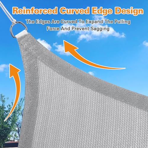 Artpuch Sun Shade Sail Canopy7'X21'Customized Light GreyRectangle 95% UV Block Shade Cover for Outdoor Backyard Patio, Lawn, Garden Carport（Custom - color: Light Grey, size: 7'X21'Customized