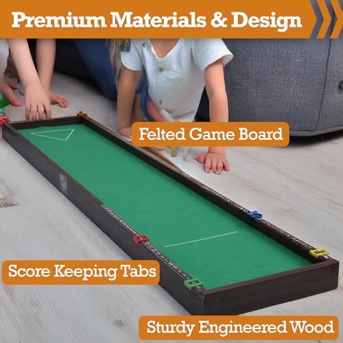 Sterling Games Tabletop Bowling Combo Set, Wooden Arcade Board with Marbles and Pins, Indoor Table Top Game for Kids and Family - style: Bowling/Bocce
