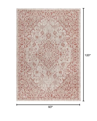 JONATHAN Y Boho Medallion Indoor Outdoor Area Rug 8X10 Red/Taupe, Rozetta Textured Weave for Backyard, Patio, Porch, Easy-Cleaning, High Traffic, Pet-Friendly, Non-Shedding (SMB102A-8) - color: Red/Taupe, size: 7'9" x 10' (Rectangular)
