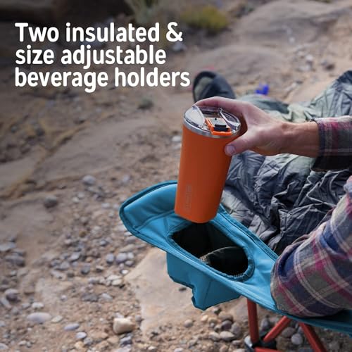 Kelty Deluxe Lounge Chair – Folding Outdoor Camp Chair, Insulated Cupholders, Customized Recline, Steel Frame, Padded Roll Storage, 2024 (Deep Lake) - color: Deep Lake / Fallen Rock