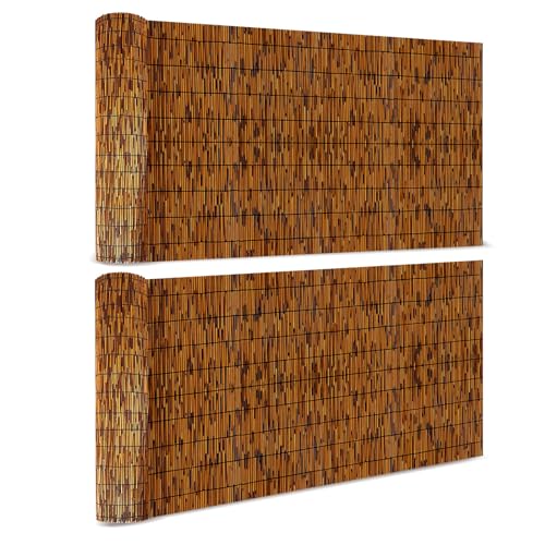 2 Pack Natural Reed Fencing 6FT X 10FT Reed Fence 6FT High Balcony Reed Fence Privacy Reed Screen for Outdoor Backyard Patio(Brown) - size: 2 Pack 6FT×10FT