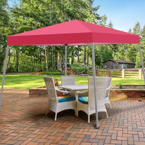 Canopy Tent, 10X10 FT Pop Up Canopy Outdoor Instant Tent Slant Legs with Carrying Bag, Portable Gazebo Shelter for Patio Deck Garden and Beach - 8X8 FT Canopy Cover (Red) - color: Red