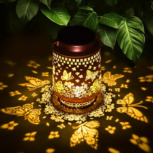 Butterfly Gifts for Women Butterfly Solar Lantern Mothers Day Gifts Birthday Gifts for Women Mom Grandma Sister Friend Garden Decor Metal Solar Lights Outside Decorative for Yard Patio Pathway Porch - style: Butterfly with Flower