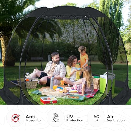 Alvantor® Pop Up House Tent, Outdoor Screen Room, Canopy Tent with UV Resistant, Easy Up Foldable Screen House for Camping Garden, Black, 10 x10 FT - color: Black, size: 10'x10'