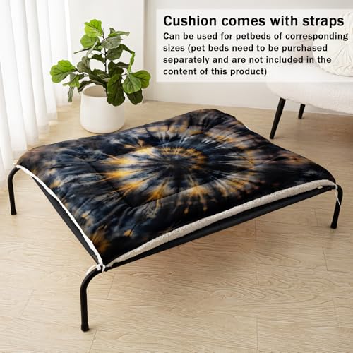 Nttopship Dog Cat Bed Mat Ultra Soft Fluffy Pet Bed Washable Fashion Dog Crate Beds Comfy Comfy Pet Sleeping Pad Suitable for Pet Raised Bed(30"x26",Tie-Dye) - color: Tie-Dye, size: Medium