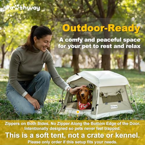 Dog Tent Cotton Fabric, Aluminum Poles and Camping Mat, Outdoor Weatherproof, Dog House Outdoor, Breathable with 2 Side Windows, Portable and Collapsible (Gray, Small) - color: Gray, size: Small, 24.4''L x 19.7''W x 16.5''H
