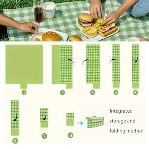 Super large Portable Thin Waterproof Beach Blanket, Suitable for Outdoor Camping use, 78x78 inch Foldable Outdoor mat, Suitable for Camping, Parks, Families, Adults, Children, and Pets (Green XXL ) - color: Green
