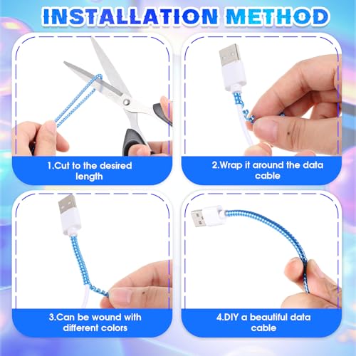 Frienda 10 Pcs Spiral Cord Protector Chargers Protector Pets No Chew Data Cable Protective Sleeve Headphone Charger Saver USB Cable Cover Wire Repair for Phone USB (Cool Colors) - color: Cool Colors