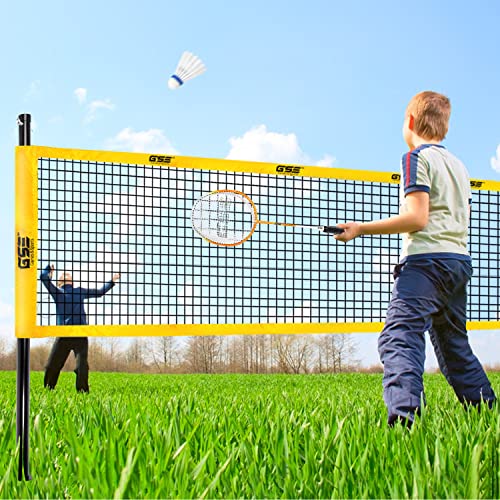 GSE Games & Sports Expert Outdoor Yard Sports Net Game Set for Backyards, Parks, Beach, Lawn. Volleyball Set, Badminton Set OR Volleyball & Badminton Combo Set Available - style: Pro Volleyball&Badminton Combo