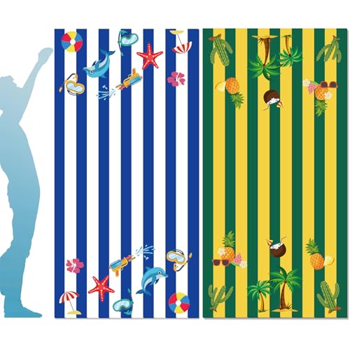 Beach Towels Set 2 Pack Oversized Microfiber Sand Free Quick Dry Towel Dolphin Starfish Coconut Tree Pineapple Print Large Lightweight Travel Pool Swim Yoga Camping Bath Blanket for Adults - color: Blue White, Yellow Green