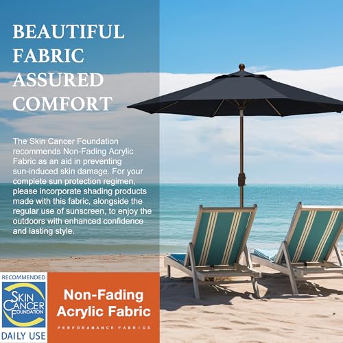 EliteShade USA 10-Year-Non-Fading 9Ft Market Patio Umbrella, UPF 50+ UV Protection Performance Sun Umbrella, Heavy Duty Commercial Grade Outdoor Table Umbrella with Crank & Tilt, Windproof Vented Top for Garden, Pool, Deck and Outdoor Playsets, Black - co