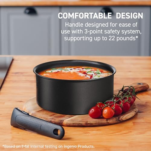 T-fal Ingenio Expertise Non Stick Cookware Set 10 Piece, Induction, Oven Broiler Safe 500F, Stackable Cookware, Pots and Pans Set, RV, Camping, Frying Pans, Dishwasher Safe, Detachable Handle,Black - color: Black, size: 10-Piece