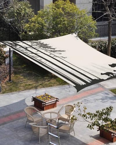 Abstract Sun Shade Sail 8' x 10' Forest Walking Bear Silhouette Natural Scenery Waterproof Sun Shade Rectangle UV Block Canopy Awning Outdoor Sunshade for Patio Porch Pergola Deck Backyard Garden - color: Khaki Black, size: 8' x 10'