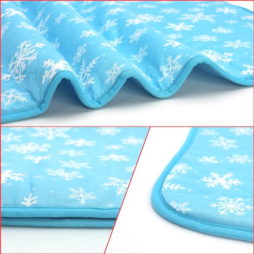 NACOCO Summer Pet Cooling Mat - Cat Dog Cushion Pad Sleeping Cool Snowflake Comfortable Soft for Pets Kids and Adults (Blue Snowflake, L) - color: Blue Snowflake, size: L: 27.5'' x 38.5''