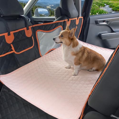 Soulbond Backseat Dog Cooling Mat for Cars - 24.5"x52" Washable Back Seat Self Cooling Pad for Cat & Puppy, QMAX>0.3, Non-Slip Cold Pet Bed Backseat Extender for Cars, SUVs, Trunks, Pink - color: Pink, size: 24.5"x52" (Large)