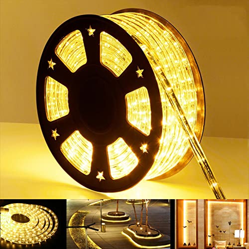 150ft LED Rope Lights Outdoor, 1080 LED Connectable and Flexible Tube Lights with 8 Modes, Waterproof LED Rope Lighting for Garden, Patio, Bedroom, Party, Pool, Indoor Outdoor Decoration (Warm White) - color: Warm White, size: 150ft