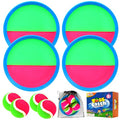 Toss and Catch Game Set - 4 Paddles, 4 Balls and 1 Storage Bag - Great Outdoor Toys/Gifts for Kids - Classic Beach and Yard Games (Green and Red) - color: Green and Red
