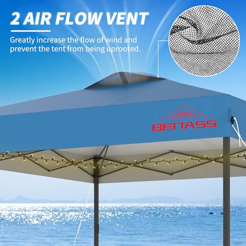 10x10 Pop Up Canopy with Sidewalls, Easy Up Canopy Tent, Heavy Duty Tents for Parties, One Person Set Up Event Tent, Light Blue - color: Light Blue, size: 10x10