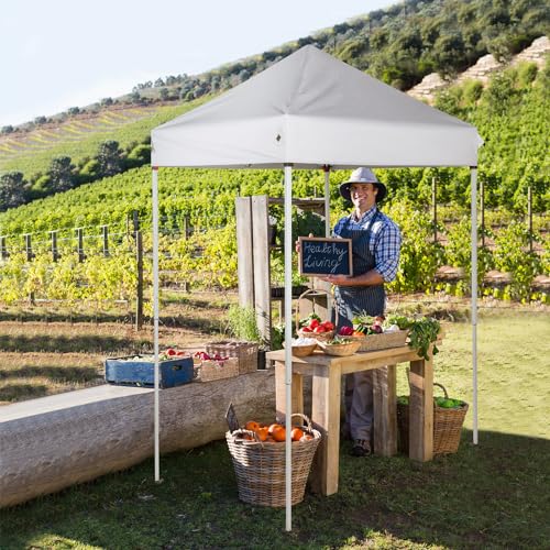 Outvita 5x5 Pop Up Canopy Tent, Ez Up Outdoor Canopy Tent Instant Shelter with Carry Bag Straight Legs Patio Balcony Porch Backyard Garden - style: 5x5-white