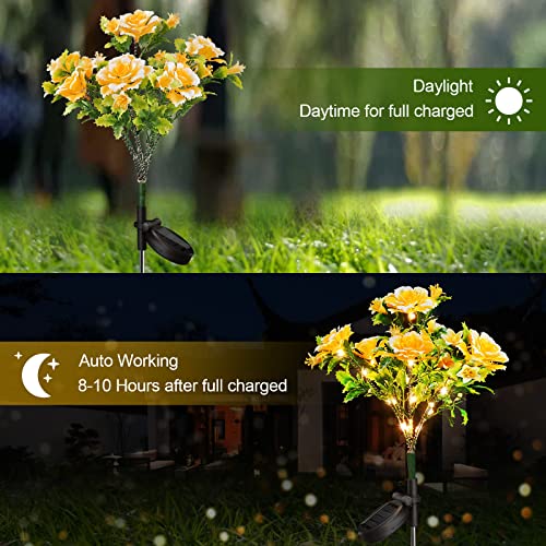 Neporal Solar Lights Outdoor Decorative, Solar Garden Lights with Carnation Flower, Solar Flower Lights Outdoor Garden Waterproof IP65 - Gardening Gifts for Women - size: 2PK