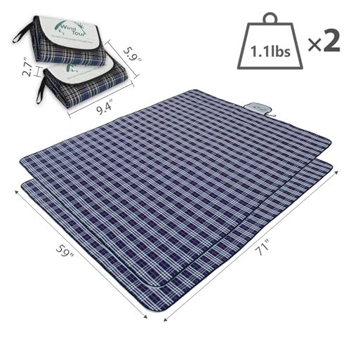 Wind Tour Family Outdoor Waterproof Durable Picnic Blankets with Carry Strap,Foldable 50×70.9 inch Sandproof Beach Mat for Kids Playground Camping Park Hiking Grass Travelling - color: Navy Blue