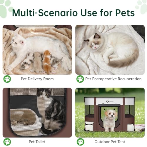 Dog Playpen,Cat Pet Puppy Pen,Portable Playpens for Dogs Indoor Outdoor Travel Camping Use,Foldable Dog Kennel Tent Crate for Rabbit Small Animals with Carrying Case (Brown, Small) - color: Brown, size: Small