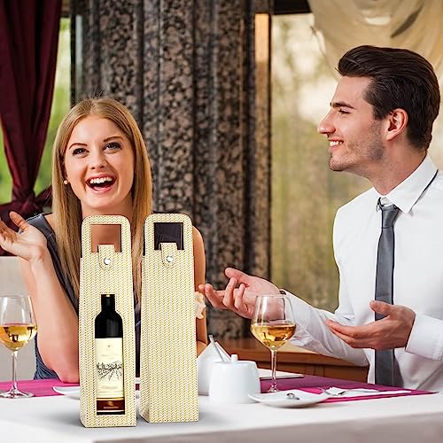 RYDDOY Wine Gift Bag, Reusable Leather Wine Tote Carrier, Single Bottle Champagne Beer Gift Bags Carrier for Birthday, Wedding, Picnic Party, Christmas festival Gifts (Beige) - color: B-Beige-16.1×3.5×3.5