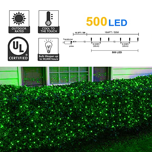164Ft 500 LED Green St. Patrick's Day Lights, Waterproof 8 Twinkle with Memory Functions Green String Lights for Indoor Outdoor Tree Garden St. Patrick's Day Decoration - color: Green, size: 164FT