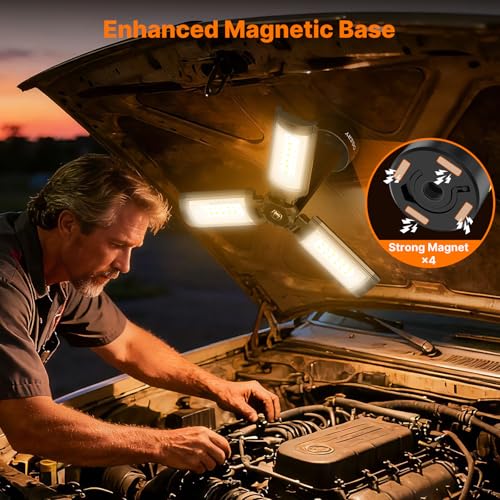OGERY Camping Lights with Remote, 18000mAh Rechargeable Camping Lantern & LED Work Light, Detachable Tripod Stand up to 6.7 ft, 3 Lamp Heads for Camping Essentials & Emergency, Black - color: Black