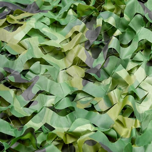Camo Netting Camouflage Netting 6.5ft×10ft,10ft×10ft, 20ft×20ft,with Mesh Backing, Hunting Blind Nets, Sunshade Canopy, Army Tarp Fence Net for Party Decoration, Photograph and Car Cover - color: Woodland 02, size: 6.5ftx10ft