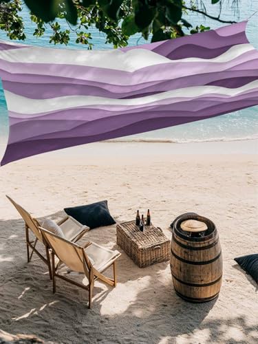 Ocean Waves Sun Shade Sail 12' x 16' Purple White Wave Gradient Waterproof Sun Shade Rectangle UV Block Canopy Awning Outdoor Sunshade for Patio Porch Pergola Deck Backyard Garden - color: Purple, size: 12' x 16'