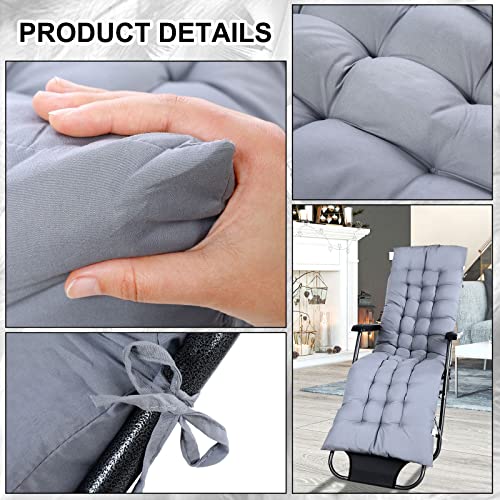 Bucherry 67 x 19 Inch Chaise Lounge Cushions Soft Lounge Chair Cushion Gravity Chair Cushion Sofa Lawn Furniture Cushion Pad with 6 Tie for Outdoor Indoor Patio Home Without Headrest (Gray,2 Pcs) - color: Grey