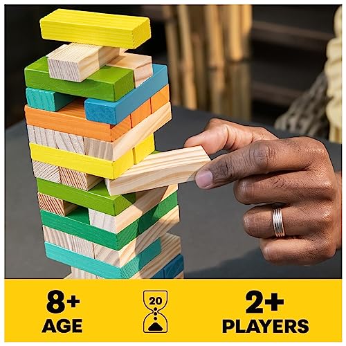 Mindful Classics, Jumbling Tower Sustainable Wooden Blocks Tumbling Toppling Bamboo Wood Party Stacking Game, for Adults and Kids Ages 8 and up - color: Jumbling Tower
