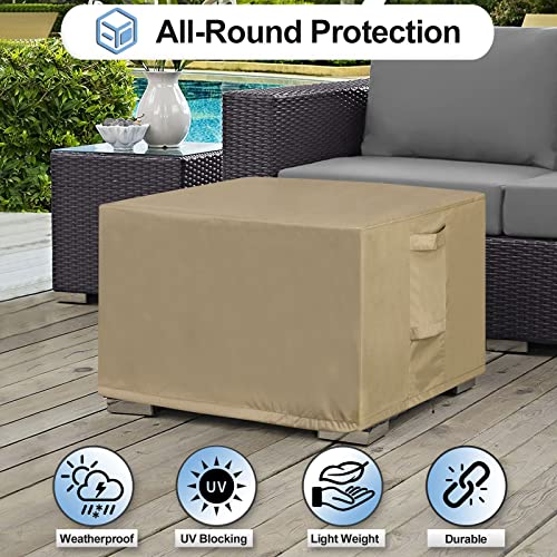 OutdoorLines Outdoor Waterproof Patio Ottoman Covers - Rectangle UV-Proof Patio Side Table Cover Windproof Heavy-Duty Furniture Covering Protector 34L x 24W x 17H Inch, Camel - color: Camel, size: Rectangle 34"l X 24"w X 17"h