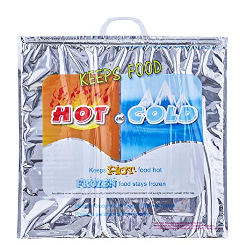 Superio Hot and Cold Insulated Bags for Food Delivery, Grocery Shopping Bags, Food Storage for Hot and Frozen Food for Travel, Disposable Cooler Bag, Reinforced Thermal Lunch Bag (1, 20"x19") - color: 1 Pack, size: X Large (Grocery Size)