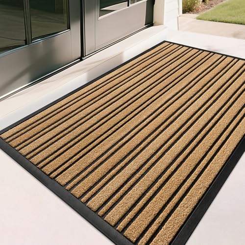BEHERO Door Mat Outdoor Entrance, Extra Durable Front Door Mat Outside, Heavy Duty Welcome Mat for Outside Entry, Back Door Mats Non Slip, Waterproof All-Season Doormats, 47x32 Inch, Yellow - color: Yellow, size: 2'8" x 3'11" (Rectangular)